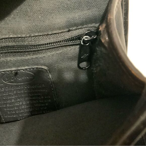 Vintage BRIGHTON  Black Croc Embossed Leather Bucket Flap Crossbody Bag - Picture 16 of 16